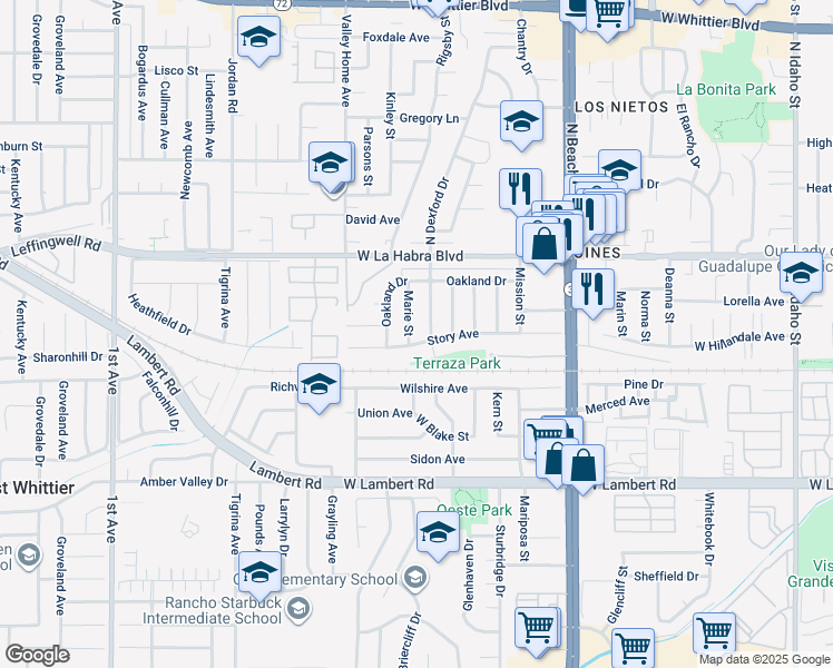 map of restaurants, bars, coffee shops, grocery stores, and more near 380 Marie Street in Orange