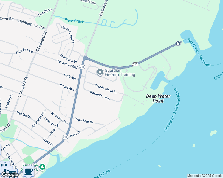 map of restaurants, bars, coffee shops, grocery stores, and more near 6224 Pebble Shore Lane in Southport