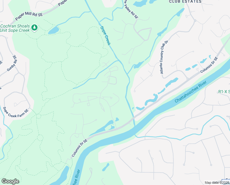 map of restaurants, bars, coffee shops, grocery stores, and more near 2120 River Heights Walk Southeast in Marietta
