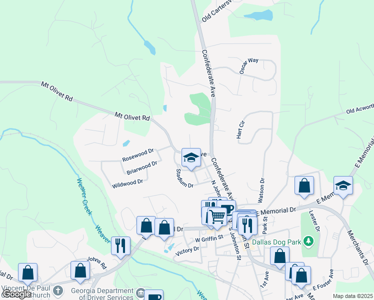 map of restaurants, bars, coffee shops, grocery stores, and more near 103 Ragsdale Place in Dallas
