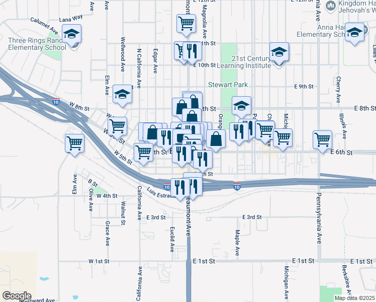 map of restaurants, bars, coffee shops, grocery stores, and more near 1544 Big Bend in Beaumont