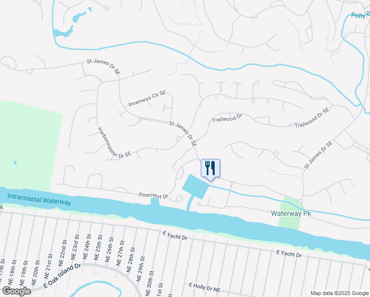 map of restaurants, bars, coffee shops, grocery stores, and more near 2797 Harbormaster Drive Southeast in Southport