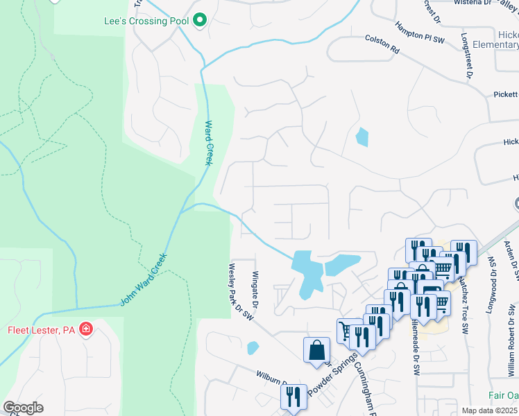 map of restaurants, bars, coffee shops, grocery stores, and more near 994 Bolingbrook Drive Southwest in Marietta