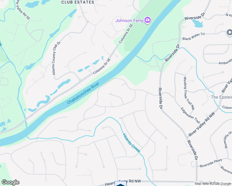 map of restaurants, bars, coffee shops, grocery stores, and more near 965 River Overlook Court in Atlanta