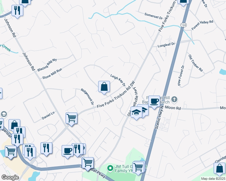 map of restaurants, bars, coffee shops, grocery stores, and more near 991 Lisa Kay Drive in Lawrenceville