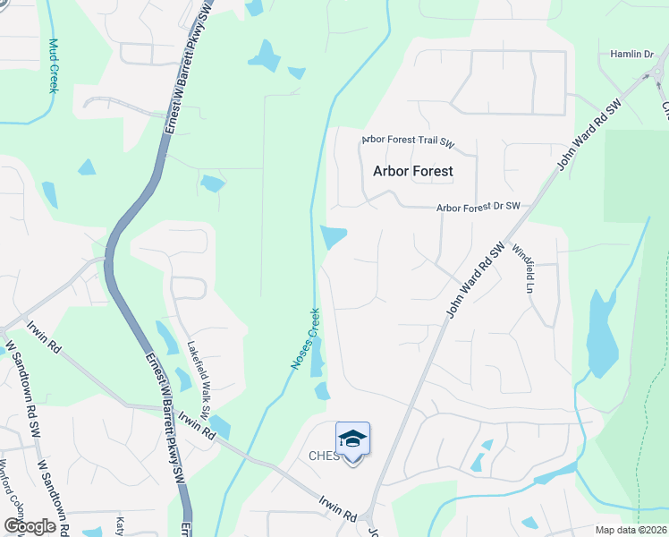 map of restaurants, bars, coffee shops, grocery stores, and more near 2376 Habersham Drive Southwest in Marietta