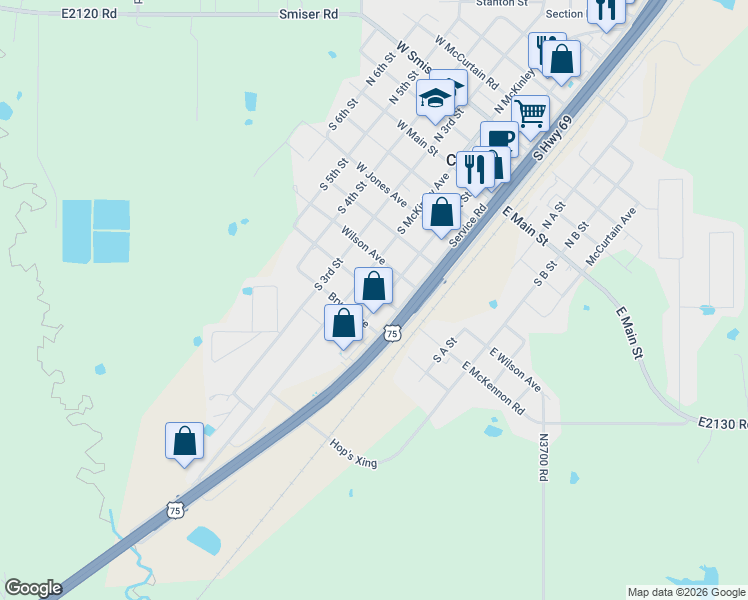 map of restaurants, bars, coffee shops, grocery stores, and more near 11 West McKennon Road in Calera