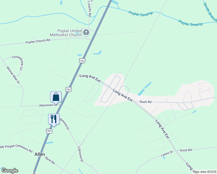 map of restaurants, bars, coffee shops, grocery stores, and more near 4954 Thoroughbred Drive in Conway