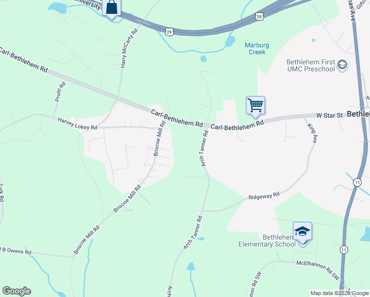 map of restaurants, bars, coffee shops, grocery stores, and more near 823 Arch Tanner Road in Bethlehem
