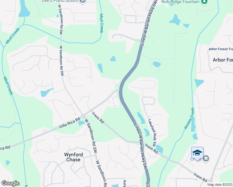 map of restaurants, bars, coffee shops, grocery stores, and more near 2710 Sandy Irwin Court Southwest in Marietta