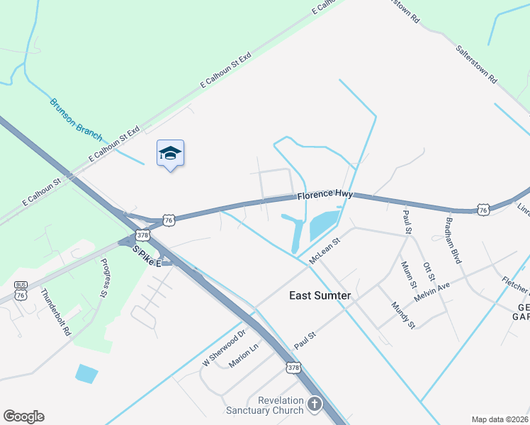 map of restaurants, bars, coffee shops, grocery stores, and more near 1312 Muller Drive in Sumter
