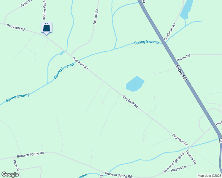 map of restaurants, bars, coffee shops, grocery stores, and more near 917 Dog Bluff Road in Galivants Ferry