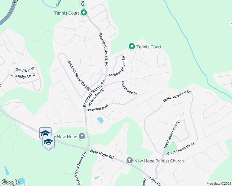 map of restaurants, bars, coffee shops, grocery stores, and more near 1243 Royal Ives Court Southeast in Lawrenceville