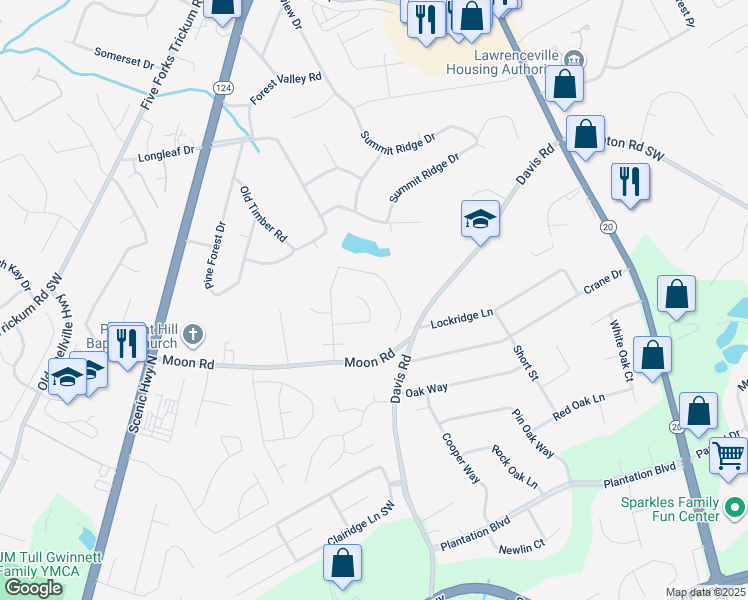 map of restaurants, bars, coffee shops, grocery stores, and more near 502 Stoneland Place in Lawrenceville