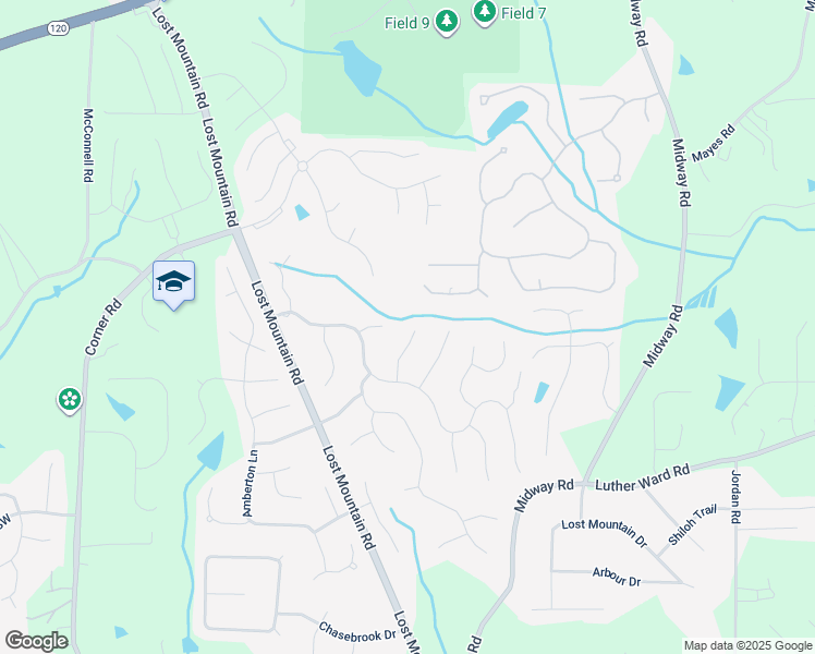 map of restaurants, bars, coffee shops, grocery stores, and more near 936 Bramble Oak Court in Powder Springs