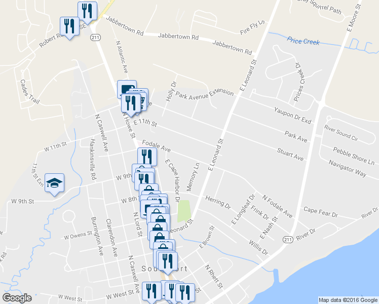 map of restaurants, bars, coffee shops, grocery stores, and more near 606 North Fodale Avenue in Southport