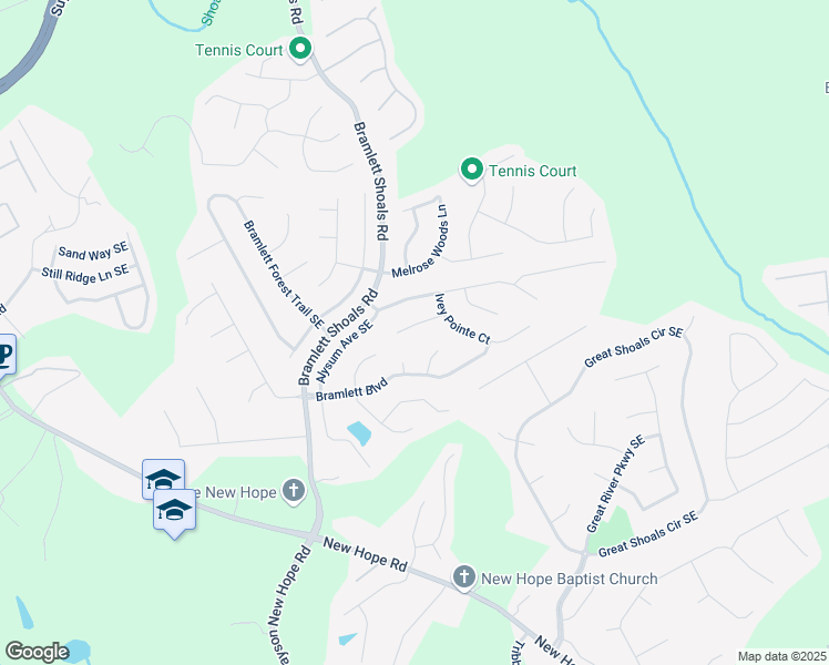 map of restaurants, bars, coffee shops, grocery stores, and more near 1243 Royal Ives Court Southeast in Lawrenceville