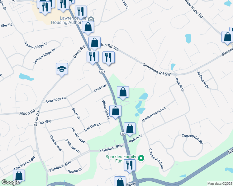 map of restaurants, bars, coffee shops, grocery stores, and more near 990 Grayson Highway in Lawrenceville