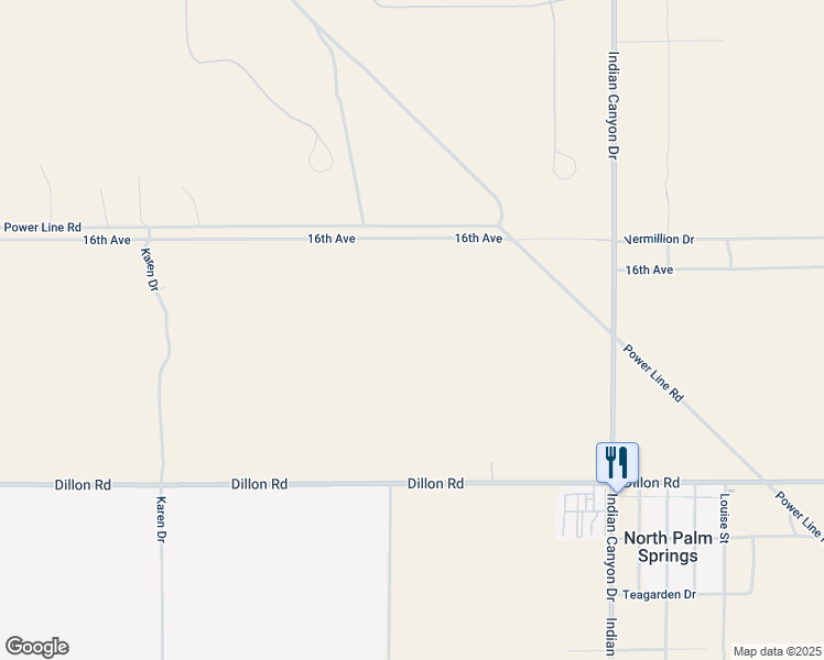 map of restaurants, bars, coffee shops, grocery stores, and more near Canon Drive in Palm Springs