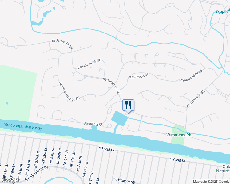map of restaurants, bars, coffee shops, grocery stores, and more near 2797 Harbormaster Drive Southeast in Southport