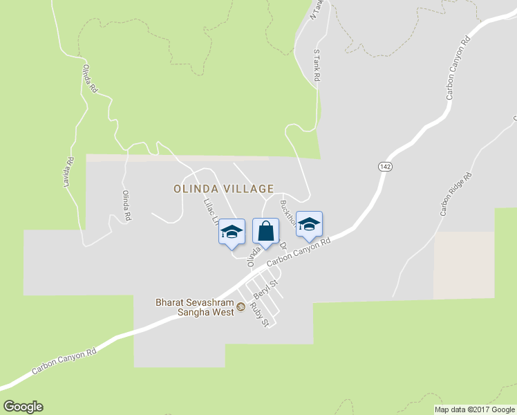 map of restaurants, bars, coffee shops, grocery stores, and more near 187 Olinda Drive in Brea