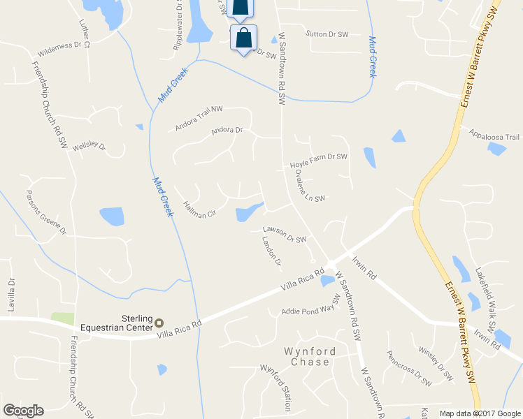 map of restaurants, bars, coffee shops, grocery stores, and more near 2950 Haden Cove Southwest in Marietta