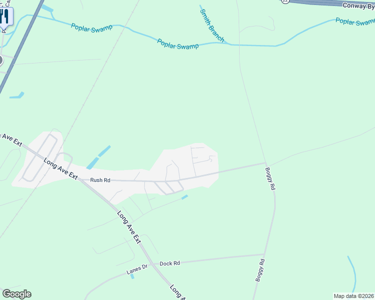 map of restaurants, bars, coffee shops, grocery stores, and more near 4817 Rushmore Drive in Conway