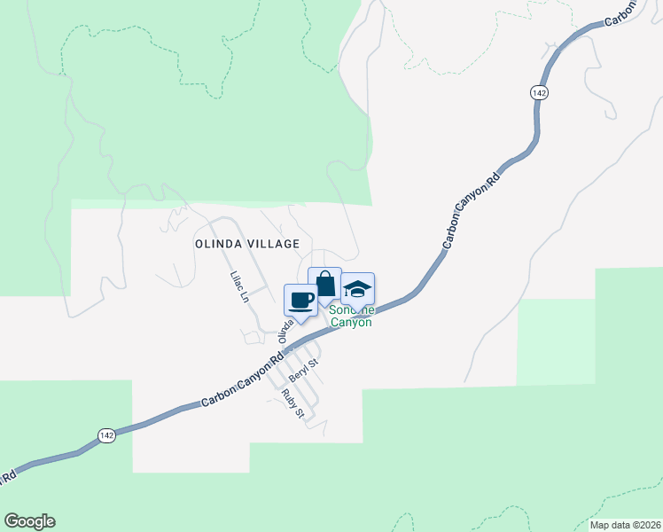 map of restaurants, bars, coffee shops, grocery stores, and more near 170 Buckthorn Drive in Brea