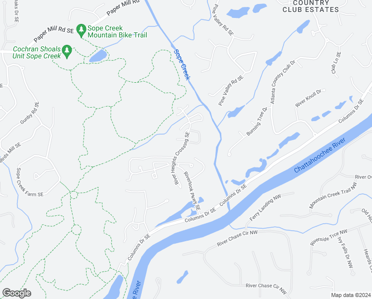 map of restaurants, bars, coffee shops, grocery stores, and more near 3701 River Heights Crossing Southeast in Marietta