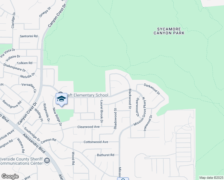 map of restaurants, bars, coffee shops, grocery stores, and more near 317 Leafwood Court in Riverside