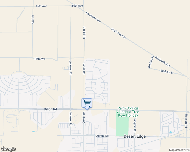 map of restaurants, bars, coffee shops, grocery stores, and more near 70200 Dillon Road in Desert Hot Springs