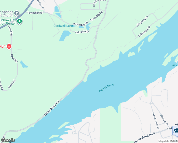 map of restaurants, bars, coffee shops, grocery stores, and more near 5322 Lister Ferry Road in Rainbow City