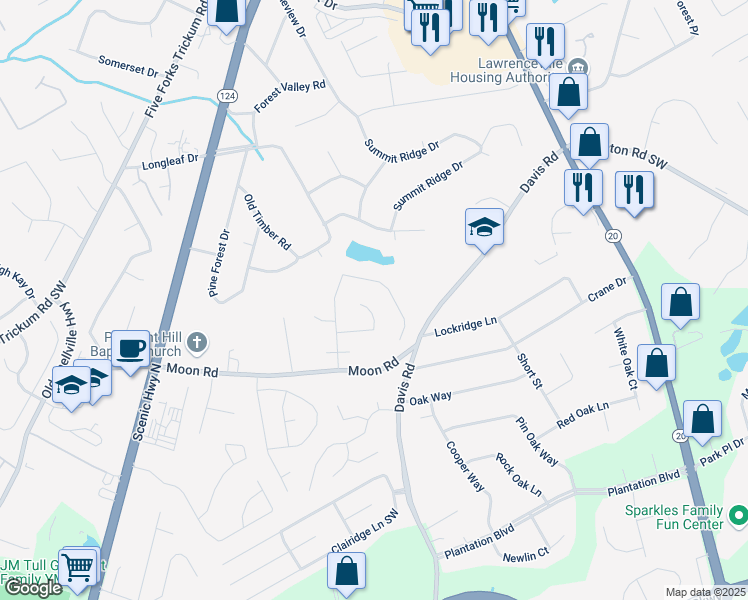 map of restaurants, bars, coffee shops, grocery stores, and more near 473 Stoneland Place in Lawrenceville