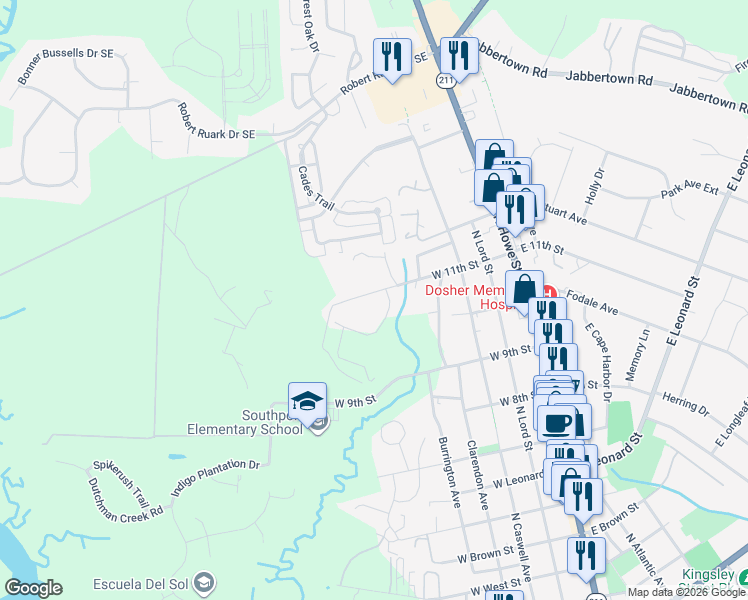 map of restaurants, bars, coffee shops, grocery stores, and more near 507 West 11th Street in Southport