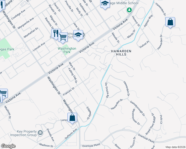 map of restaurants, bars, coffee shops, grocery stores, and more near 2484 Marsha Court in Riverside