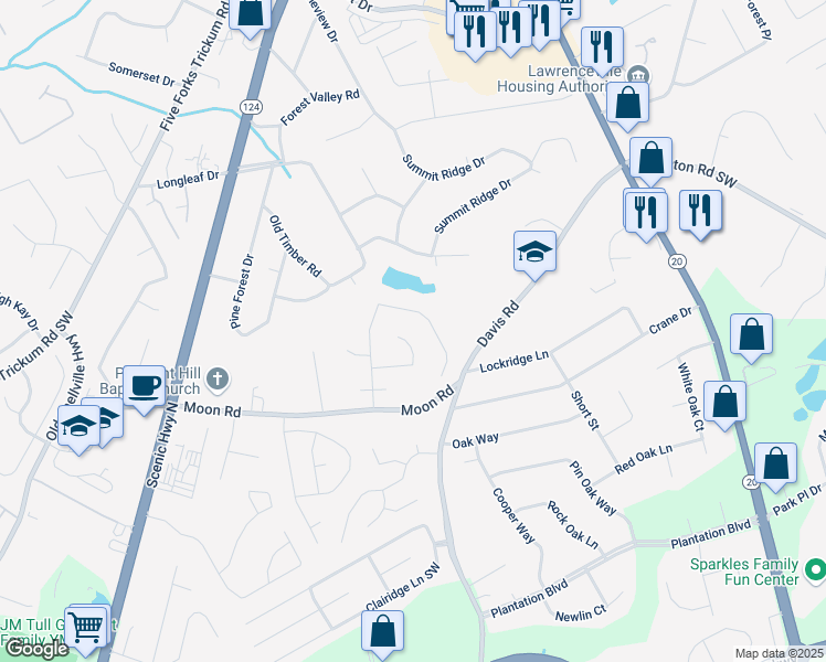 map of restaurants, bars, coffee shops, grocery stores, and more near 473 Stoneland Place in Lawrenceville