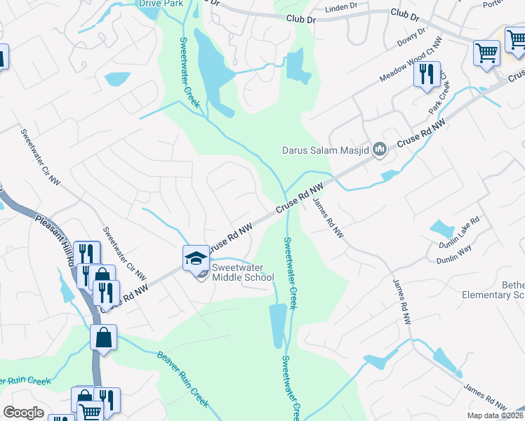 map of restaurants, bars, coffee shops, grocery stores, and more near 902 Vintage Pointe Drive in Lawrenceville