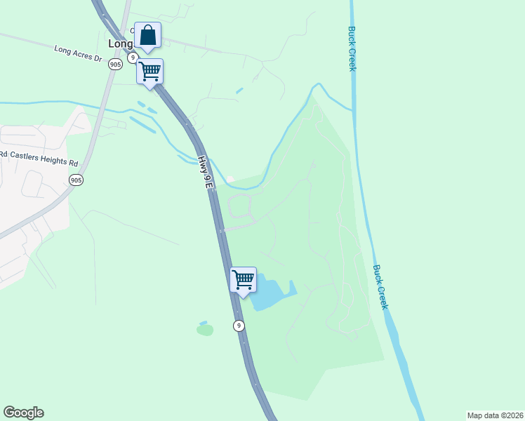 map of restaurants, bars, coffee shops, grocery stores, and more near 551 Bucks Trail in Longs