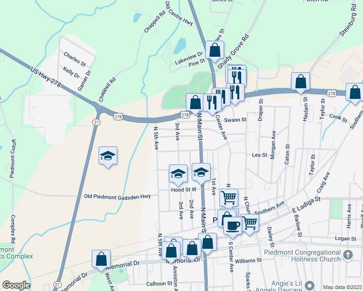 map of restaurants, bars, coffee shops, grocery stores, and more near 604 3rd Avenue in Piedmont