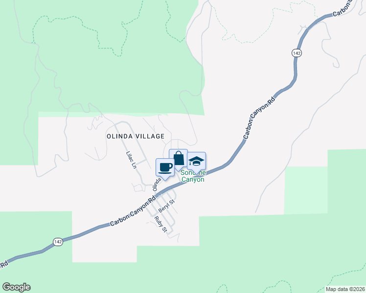 map of restaurants, bars, coffee shops, grocery stores, and more near 170 Buckthorn Drive in Brea