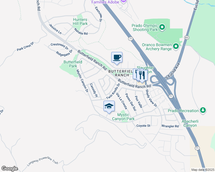 map of restaurants, bars, coffee shops, grocery stores, and more near 6322 Viola Terrace in Chino Hills