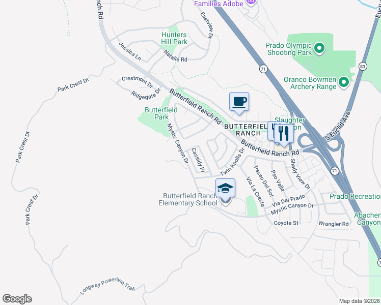map of restaurants, bars, coffee shops, grocery stores, and more near 17807 Autry Court in Chino Hills