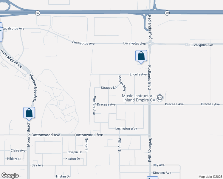 map of restaurants, bars, coffee shops, grocery stores, and more near 13140 Gershwin Way in Moreno Valley