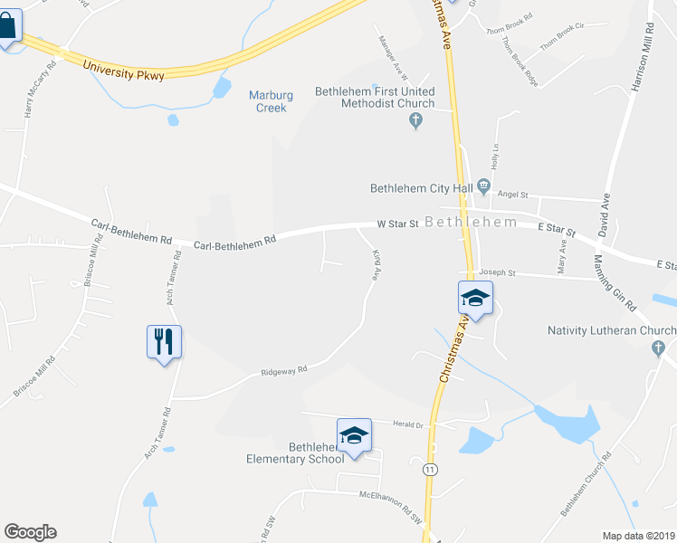 map of restaurants, bars, coffee shops, grocery stores, and more near 95 Bishop Woods Court in Bethlehem