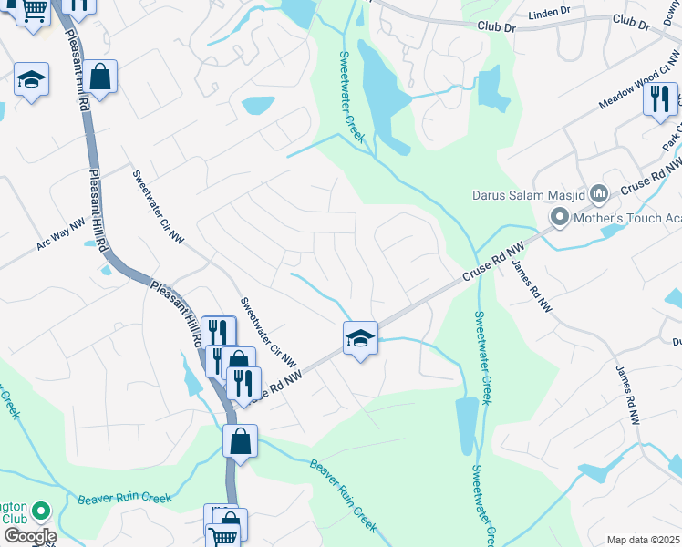 map of restaurants, bars, coffee shops, grocery stores, and more near 963 Ensign Peak Court in Lawrenceville