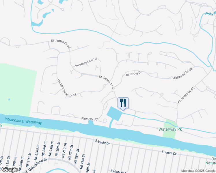 map of restaurants, bars, coffee shops, grocery stores, and more near 2797 Harbormaster Drive Southeast in Southport