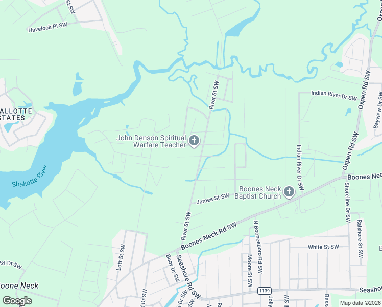 map of restaurants, bars, coffee shops, grocery stores, and more near 2910 Jeremy St SW in Brunswick
