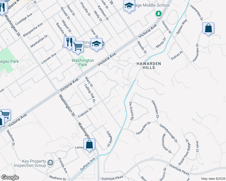 map of restaurants, bars, coffee shops, grocery stores, and more near 2484 Marsha Court in Riverside