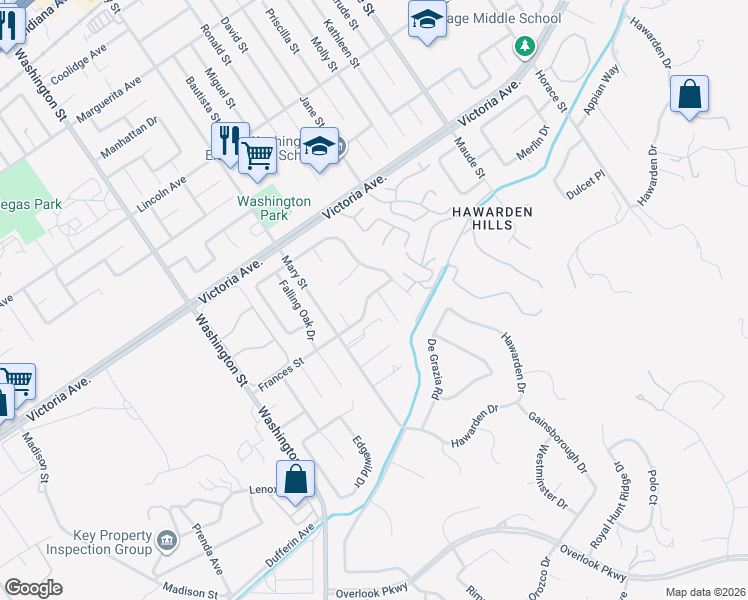 map of restaurants, bars, coffee shops, grocery stores, and more near 2484 Marsha Court in Riverside