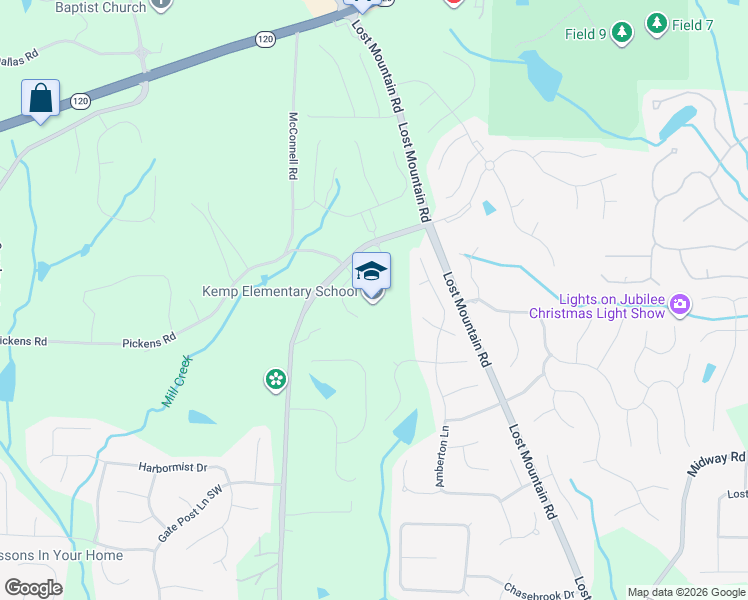 map of restaurants, bars, coffee shops, grocery stores, and more near 865 Corner Road in Powder Springs